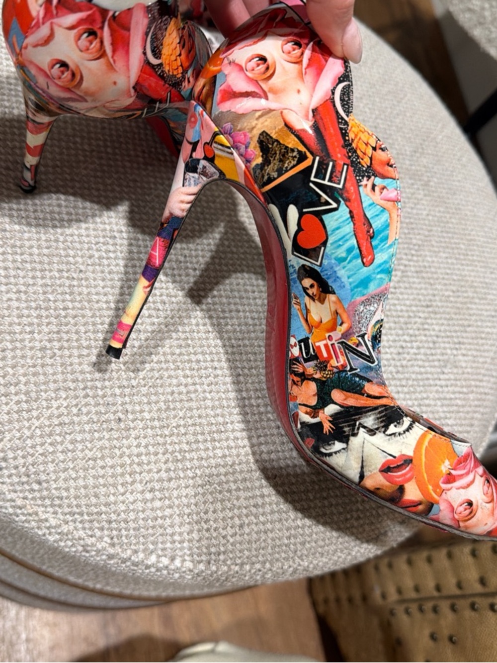 Christian Louboutin Multicolor Collage Print Stiletto Pump